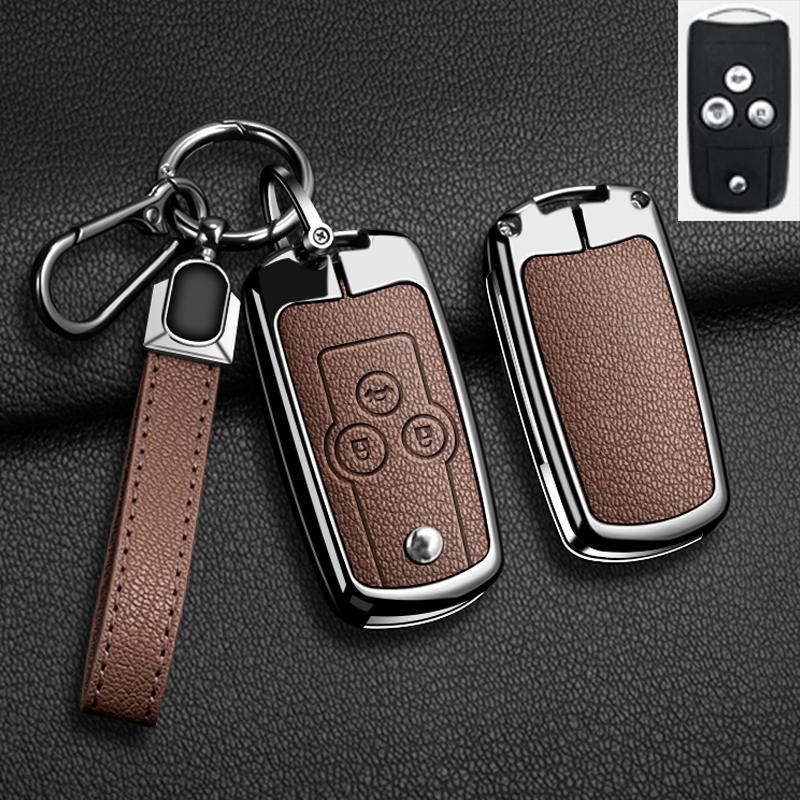 Pouzdro na klíč s překlopným krytem pro Honda Civic Fit Accord CRV HRV Jazz Odyssey pro Acura TL TSX ZDX RSX CRZ Zinková slitina Kožený přívěsek na klíče