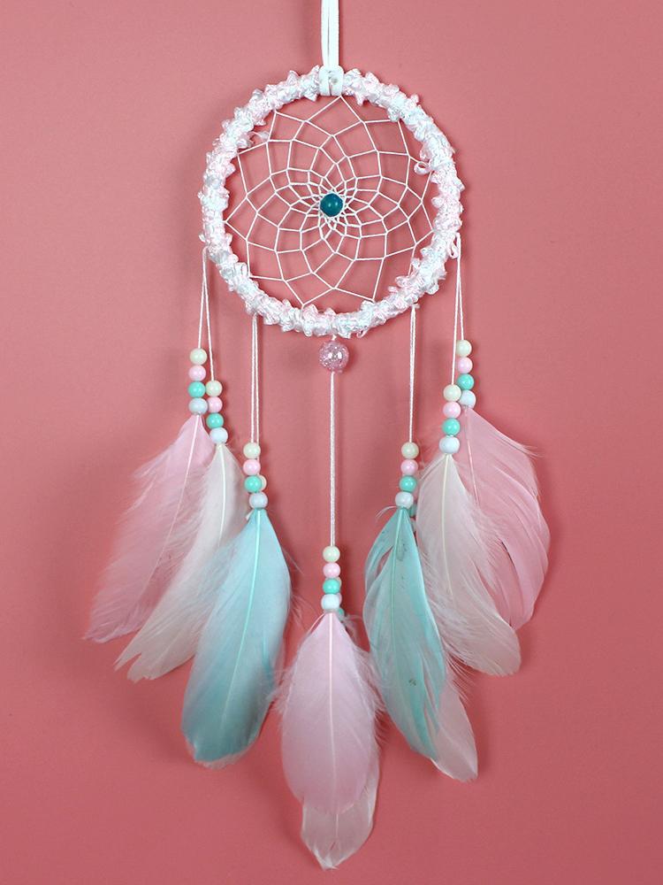 

Dream Catcher Handmade Wind Chime Car Pendant Garden Outdoor Hanging Ornaments Creative Birthday Gift Bedroom Home Decoration рожевий