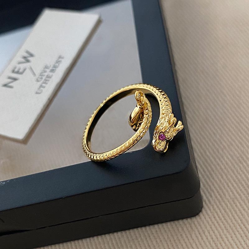 Year of the Dragon Women's Unique High-End Open Ring - Creative Ancient Design
