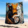 1pc Fantasy Cats Throw Blanket Polyester Fiber, Lightweight Flannel, Soft & Warm, All Season Use for Outdoor, Camping Digital Print