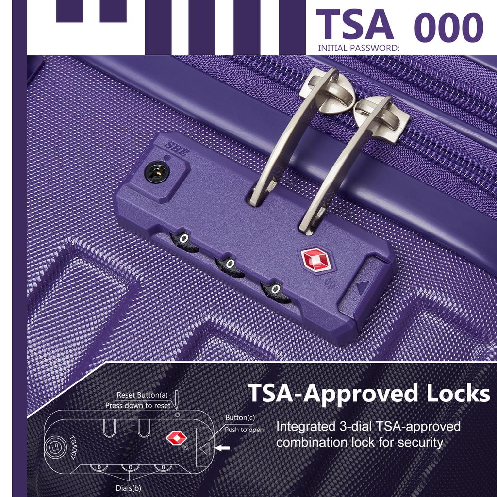 Luggage Sets 6 Piece with Duffel Bags, Hardside Expandable Suitcases with Spinner Wheels, Grape Purple