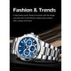 POEDAGAR Business Man Wristwatch Date Chronograph Waterproof Luminous Luxury Watch Stainless Steel Quartz Watches Male