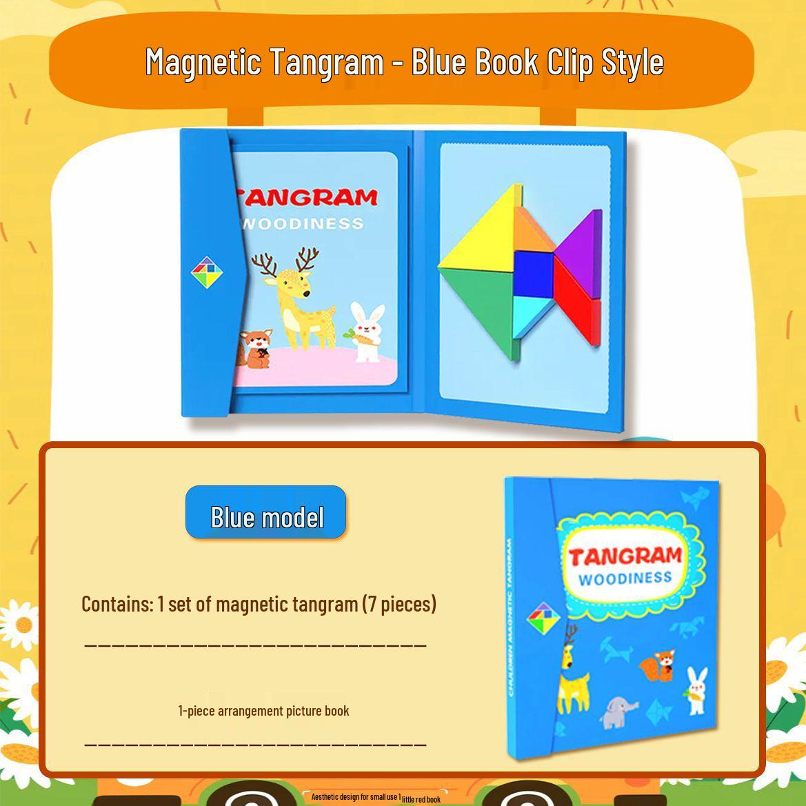 Wooden Magnetic Tangram Puzzle for Kids 3-6: Educational Toy for First Graders