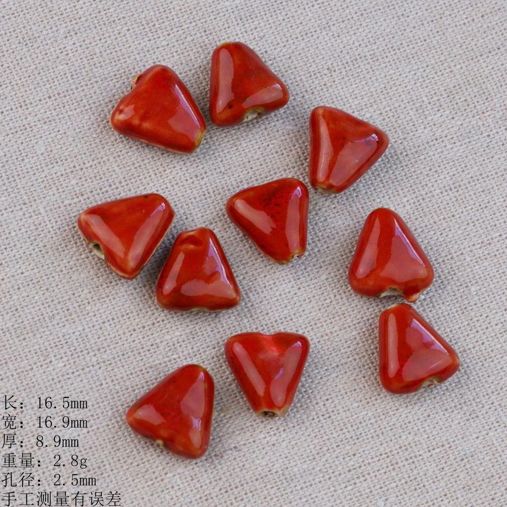 Ceramic Loose Beads Chinese Red Beads Handmade DIY Necklace Loose Beads Accessories