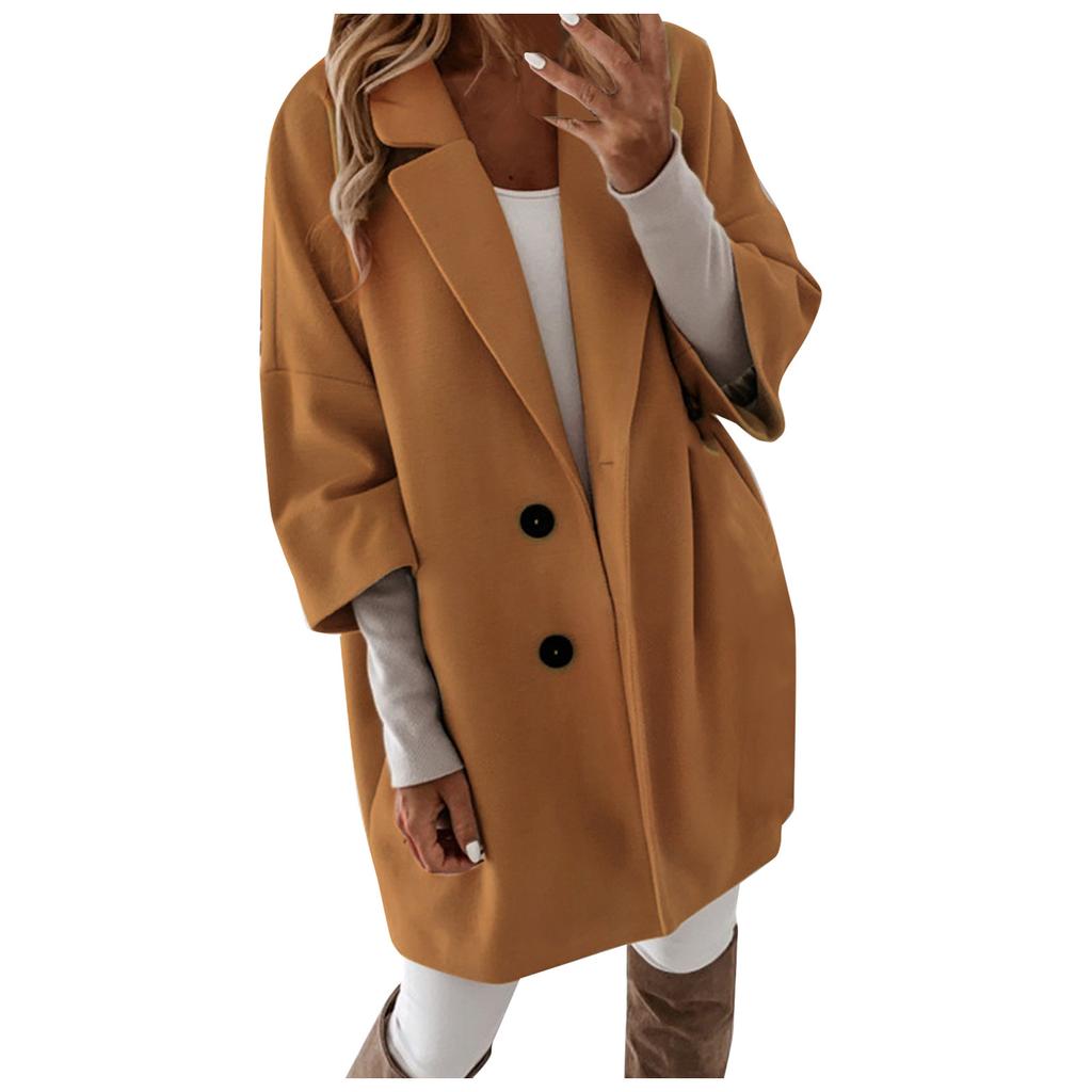 Woman Artificial Wool Elegant Blend Coat Slim Female Long Coat Outerwear Jacket