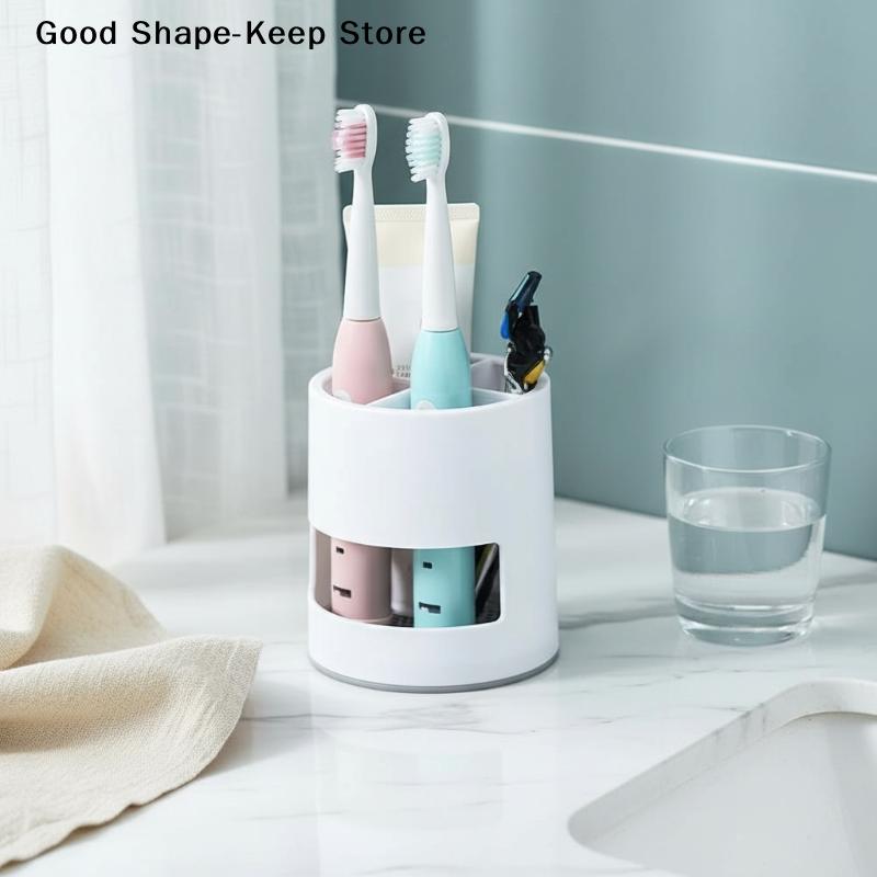 dailyToothbrush Organizer Bathroom Toothpaste Rack 2 Cup Drainage Shelf for Modern Family Bathroom DecorDaily products