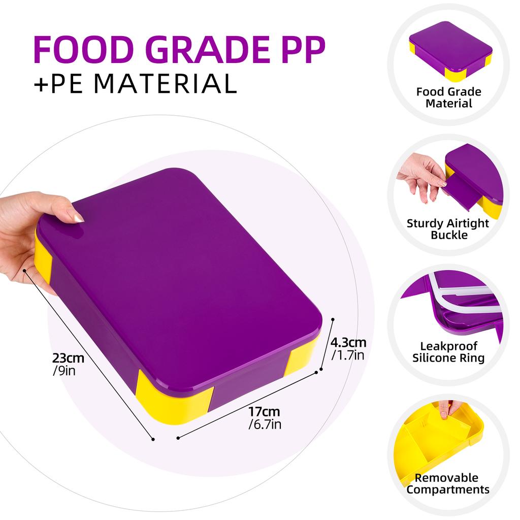 Pudełko na lunch Bento dla Dzieci Dorosłych Studentów Pudełka Bento Pojemniki na Lunch 4-komorowe Pojemniki Bento dla Maluchów do Szkoły lub Przedszkola