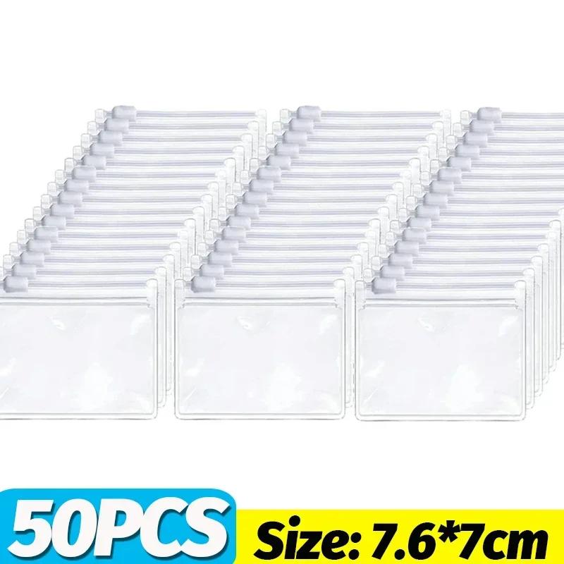 

50 шт. Мини самоклеящийся прозрачный пакет Портативный дорожный мешочек для драгоценностей с застежкой-слайдером Пакеты для дозатора таблеток Водонепроницаемые пакеты для хранения