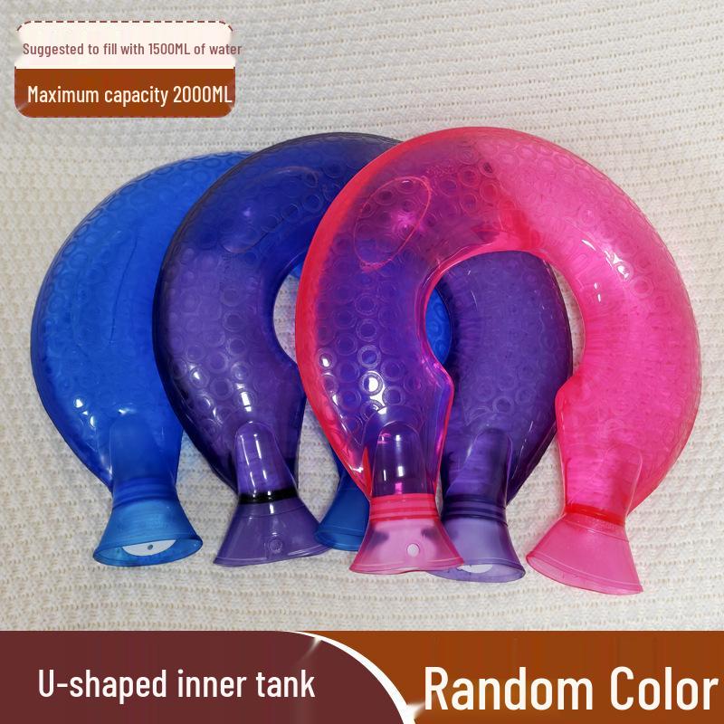 U-Shaped Neck Hot Water Bottle for Cervical Spine Relief, Plush PVC Heating Pad