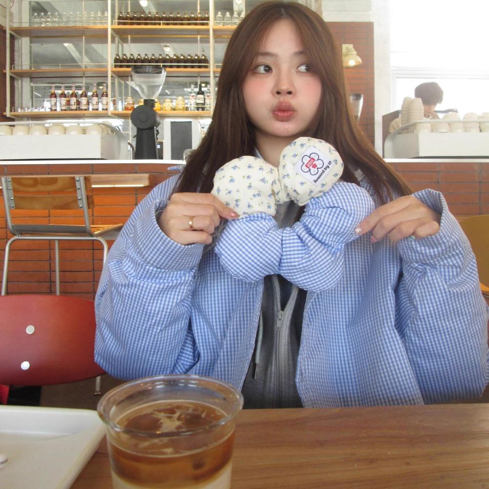 

Резинки для волос с цветочным узором в клетку, милые большие резинки для волос, личность, преувеличенное кольцо для волос, женщины синий