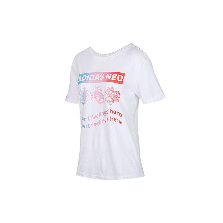 

Adidas Neo Casual Sports Round Neck T-Shirt Women Tops White EI4553 S