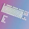 97 Keys PET Mechanical Keyboard Keycaps Sidelit Light White Contour Lines Double Shot Keycaps Translucent Cherry Profile