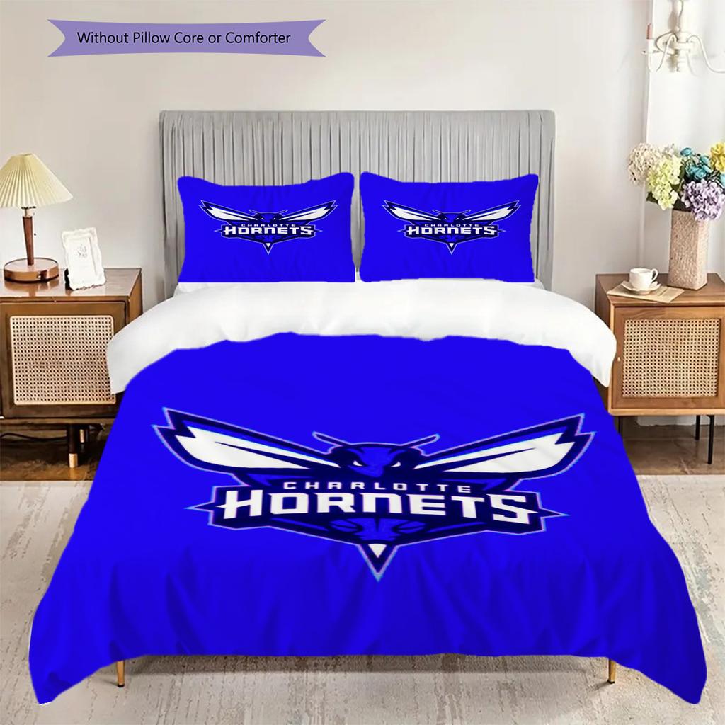 Queen City Hornets Dynamic Basketball Spirit Bedding(1 * duvet cover + 2 * pillowcase, without core)Bedding set Duvet cover and pillowcase