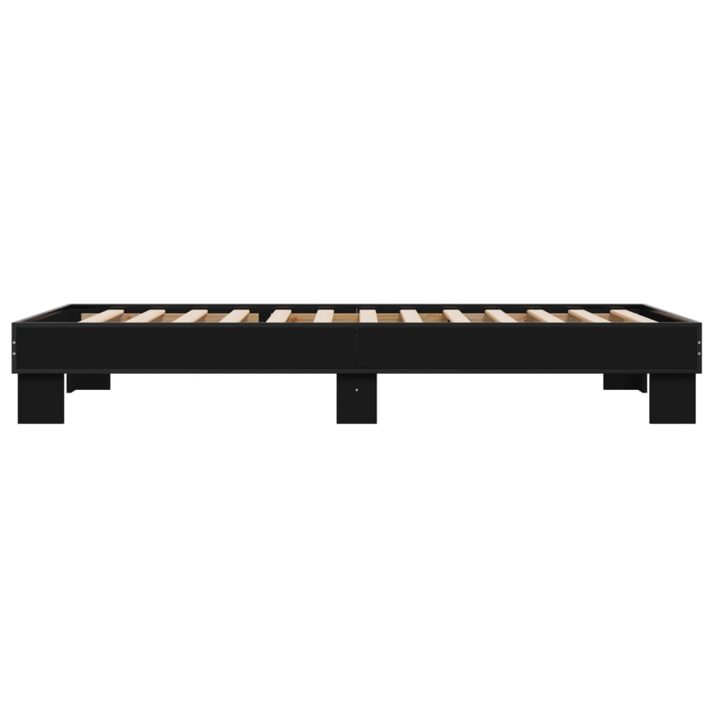 Bed Frame Black 75x190 cm Engineered Wood and Metal
