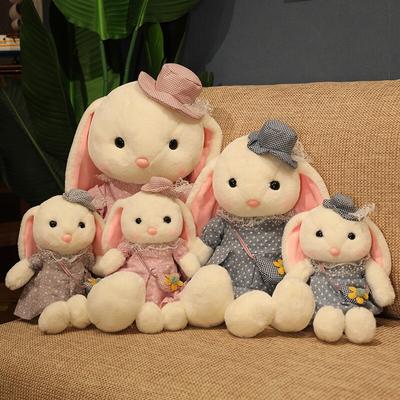 Lieblich gekleidete Kaninchen-Plüschtiere, Kawaii-Puppen, ausgestopfte weiche Tierkaninchenpuppen für Baby-Mädchen-Geburtstagsgeschenke