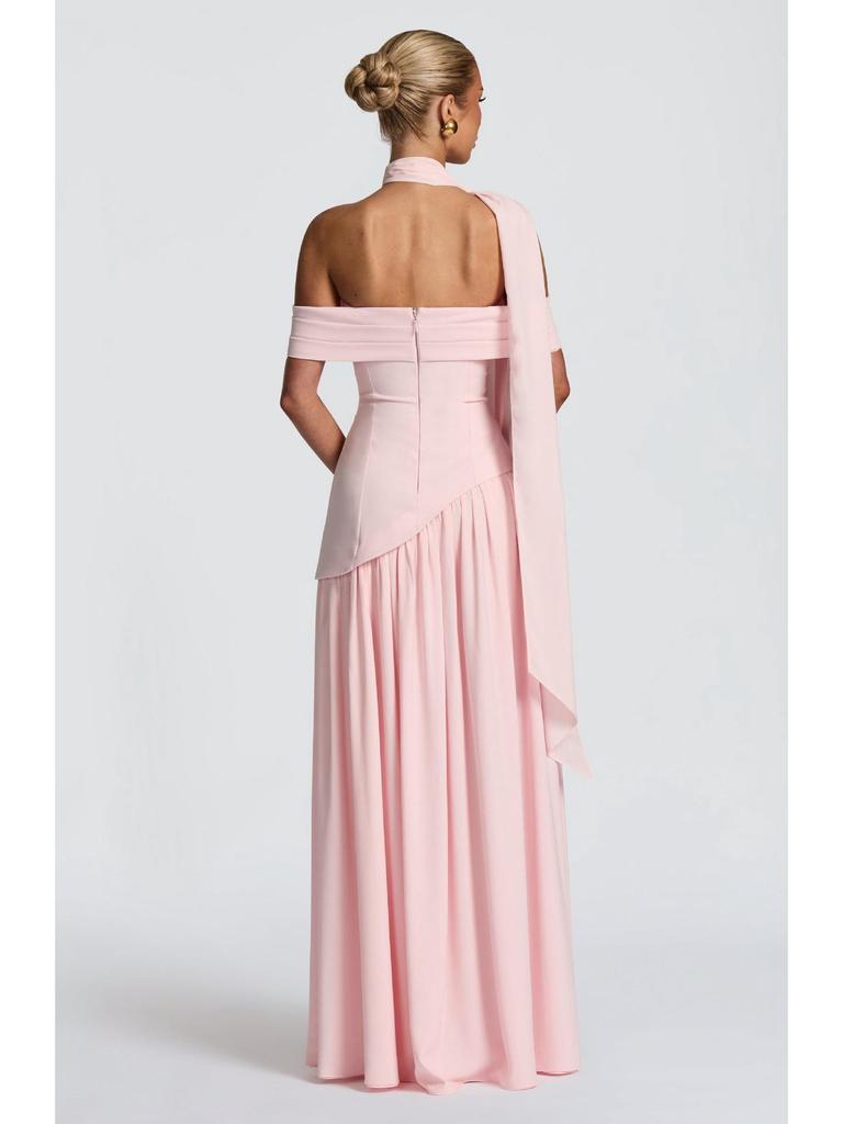 One-Shoulder Patchwork Open-Back Turtleneck Slimming Dress