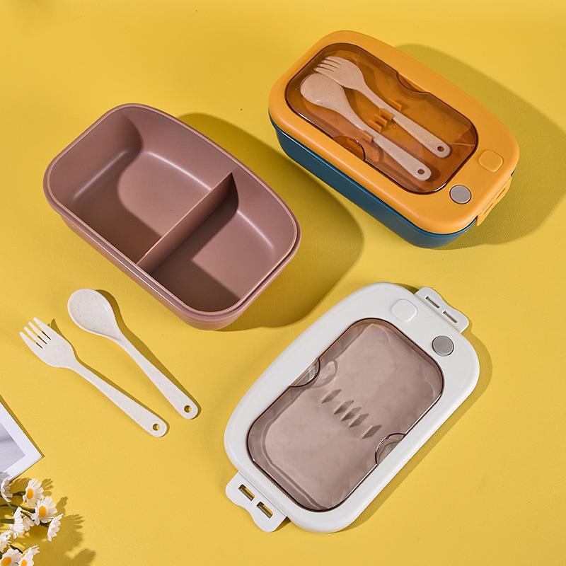 Rectangular Lunchbox with Fork and Spoon Compartments