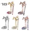 Sparkling Brooch Pin Pin, High Heels Bow Shape Lapel with Statement Rhinestones, Women Badge for Suits Coats Bags Accessories