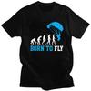Individuelle Evolution Gleitschirmfliegen Born To Fly T-Shirts für Männer Reines Baumwoll-T-Shirts Gleitschirmflieger Fallschirmspringen T-Shirts Kurzarm-T-Shirt