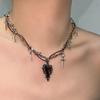 Hip Hop Y2K Náhrdelník s přívěskem srdce pro ženy Dívky Gotický Červený Kapající Olej Trnitý Kříž Choker Náhrdelníky Party Šperky Doplňky