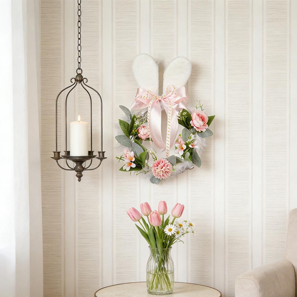 Easter Wreath Rabbit Ear Fluffy Sweet Vine Easter Decorations Spring Decor Home Decor Door Wreath Wall Decor Easter Party Decor