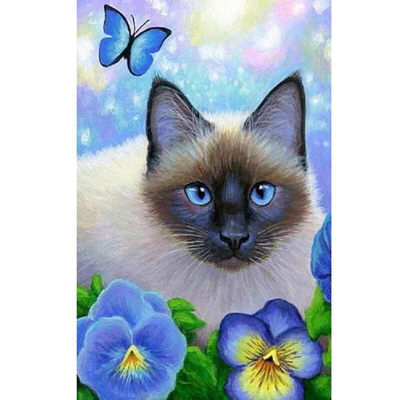 DIY Cat 5D Diamond Painting Full Round  Rhinestone Animal Diamont Embroidery Cross Stitch Mosaic Home Decor Wall Art Gift