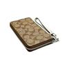 New COACH Zip Around Coated Canvas With Leather Card Holder, Wallet Regular Women's Light Khaki C4452-SVV7Q