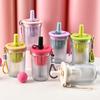 16.3oz Colorful Water Cup With Tea Infuser Straw Portable Outdoor Sports Bottle With Lanyard Isolating Chamber Design for Summer