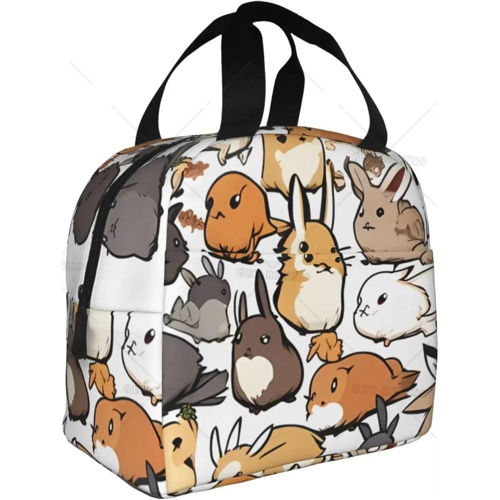 Desene animate la modă Chronst Un grup de iepuri Genți de prânz, Cutie de prânz reutilizabilă cu animale pentru femei bărbați Geantă de prânz pentru facultate muncă