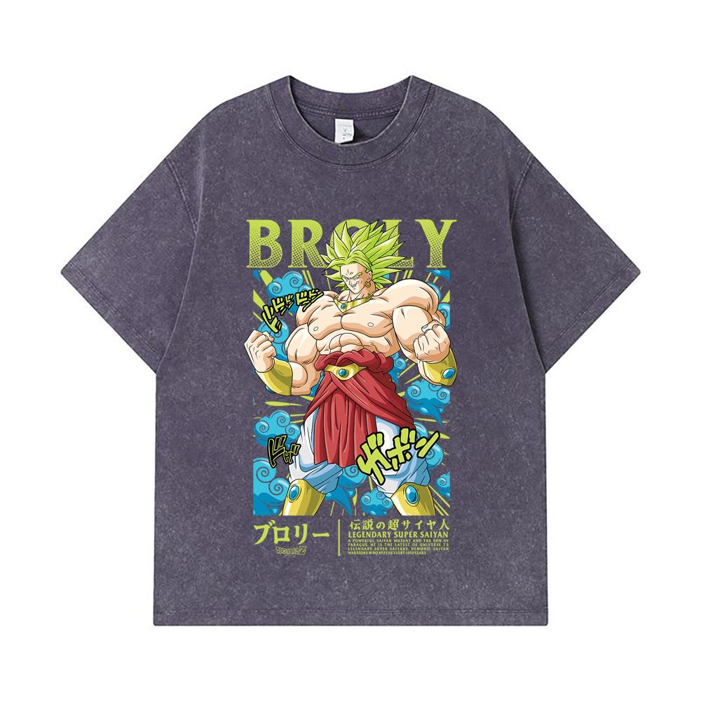 275 GSM Washed T-shirts 100% Cotton Dragon Ball V54 Broly Print Unisex Heavy Cotton T Shirt