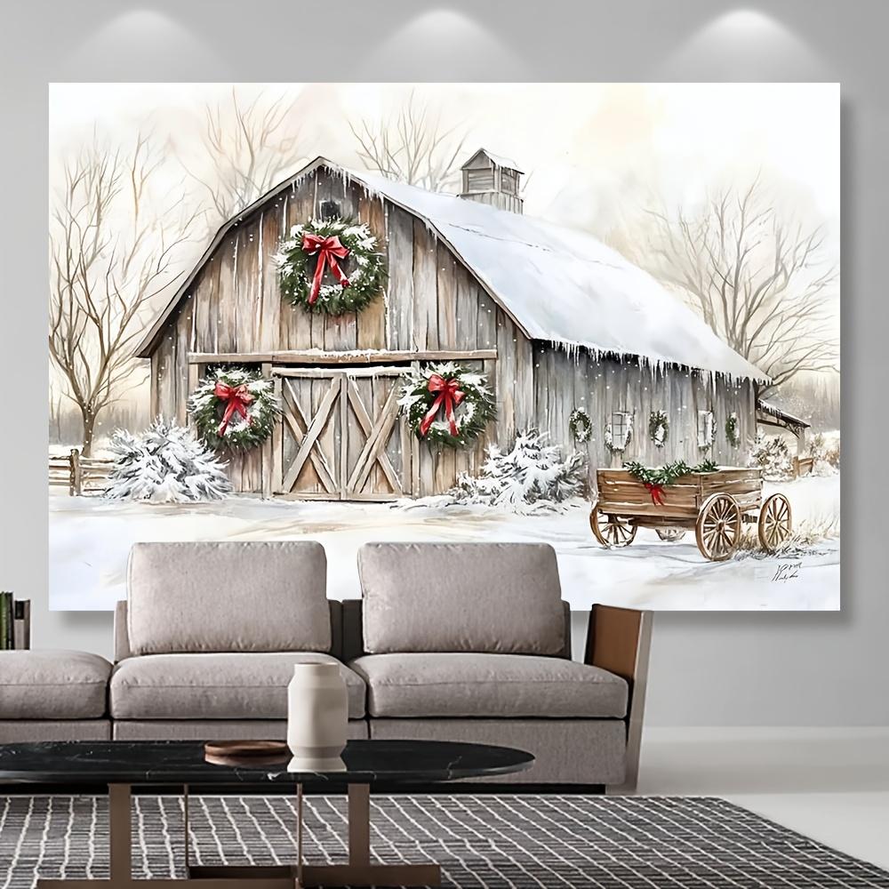 Christmas Snow Barn Fabric Decoration Background Winter Photography Backdrop Decorations For Photo Studio Photo Booth Christams Party
