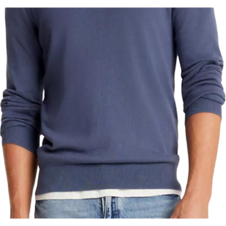 Tommy Hilfiger Solid Color High Neck Pullover Knit Sweater Men Sweater Blue 78J9329-420