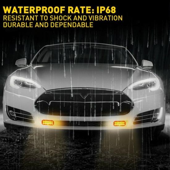 Waterproof 4X LED Amber New Truck Car Warning Hazard Beacon Strobe Flash Light