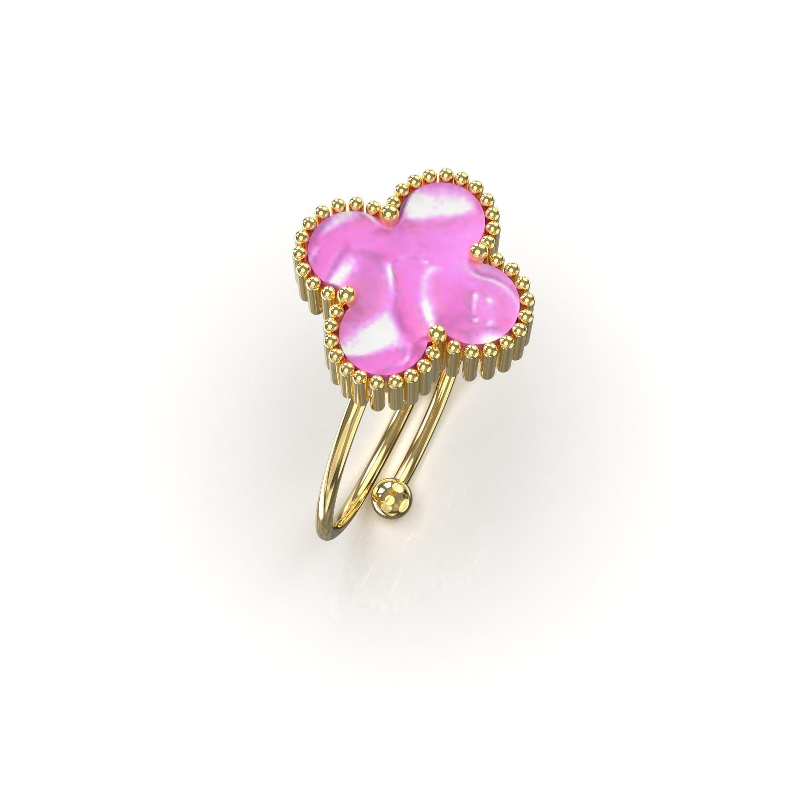 

Кольцо из титановой стали с лепестком четырехлистного клевера и перламутром, женское, регулируемое, на палец, нишевое, маленькое, свежее, с маленьким дизайном, кольцо на указательный палец Adjustable opening