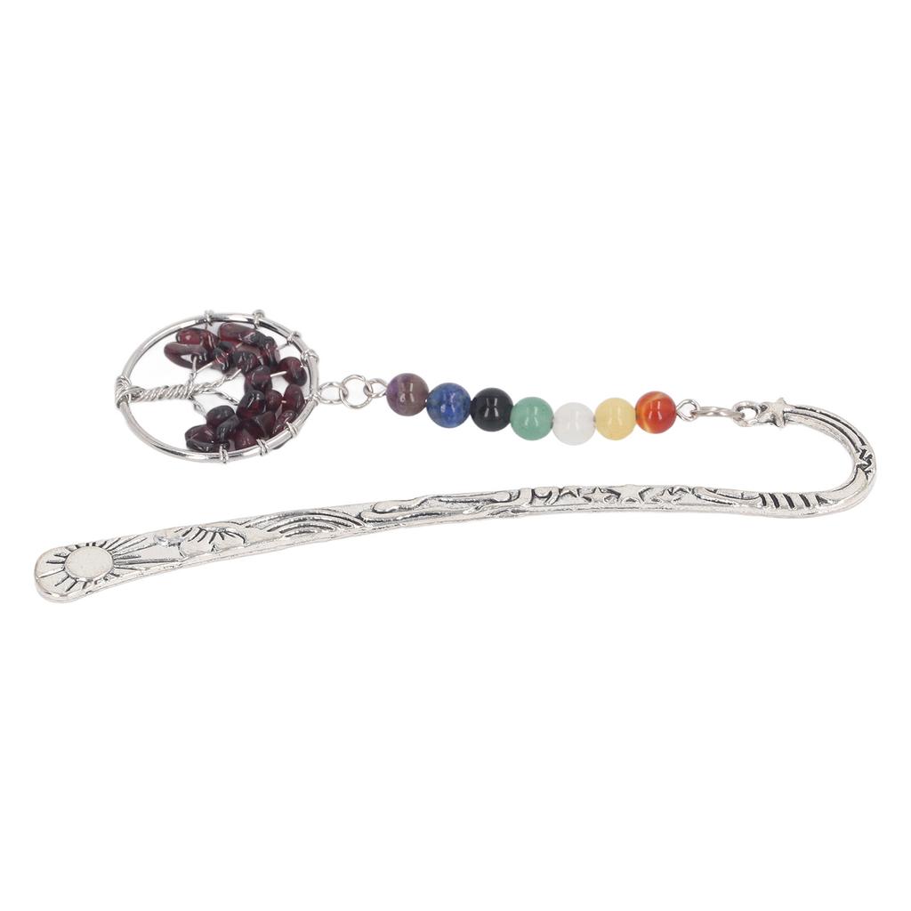 Stone Tree Bookmark Decorative Exquisite Healing 7 Chakra Metal Bookmark for Teacher Students Women