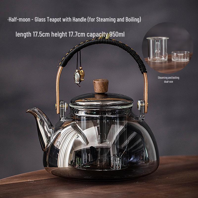 Glass Tea Kettle & Brewing Set for Induction Cooker: White Pot for Boiling, Steaming & Health-Preserving Tea at Home