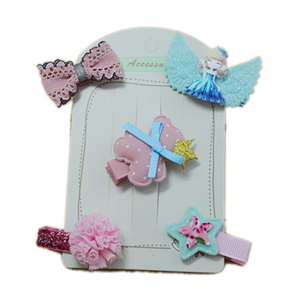 

5pcs Children Star Rabbit Ear Hairpins Barrettes Baby Fabric Bow Flower Headwear Hair clips Girls Headdress korean pink bear suit