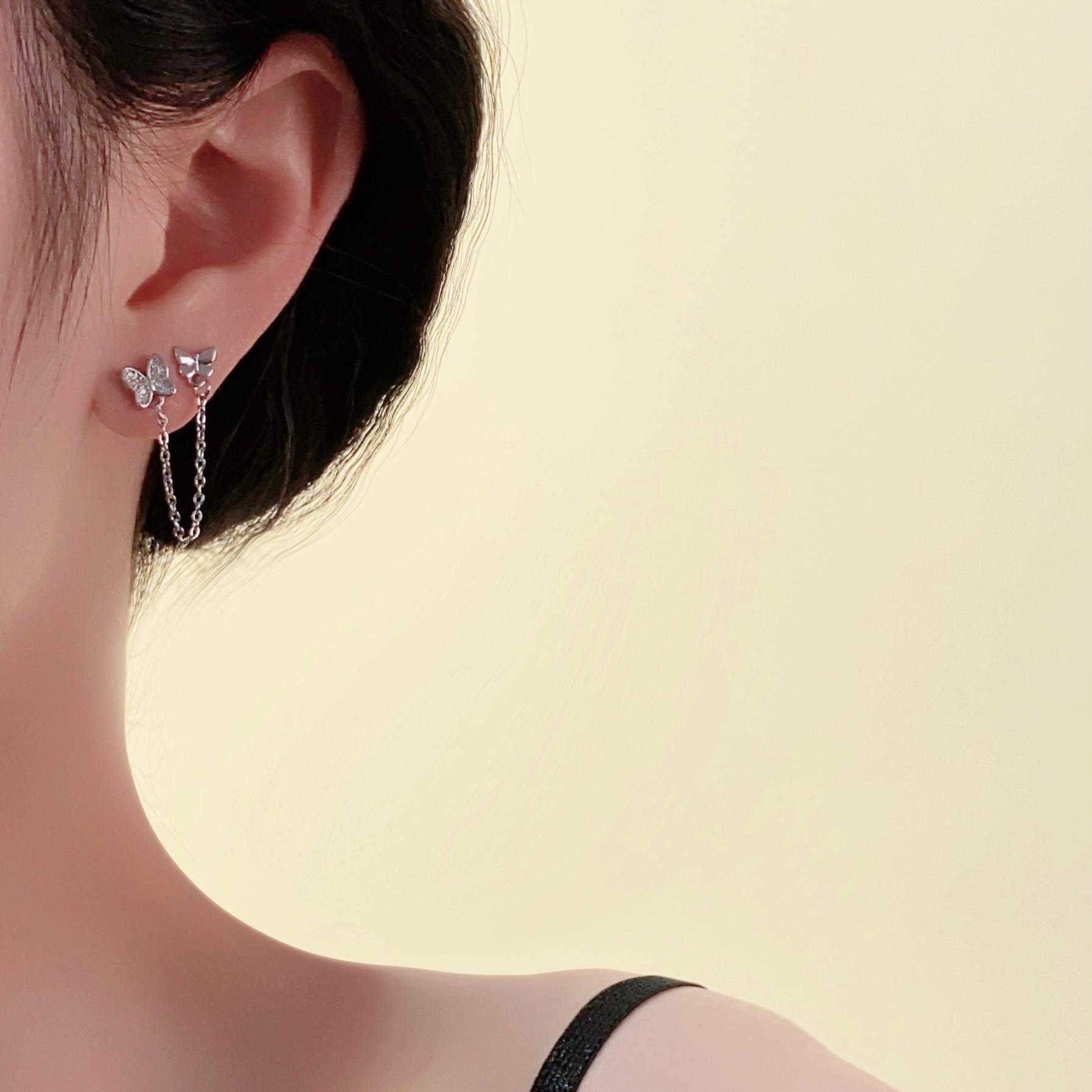 

Французские высококачественные бриллиантовые серьги-бабочки для пирсинга ушей для женщин – нишевый дизайн, легкая роскошная тенденция в виде ушных косточек