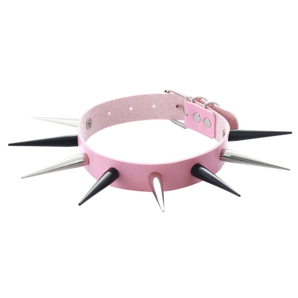 Großer Stachel-Choker Punk Kunstleder Halsband für Damen Herren Cooler Nieten-Choker Goth Style Halskette Gothic Accessoires