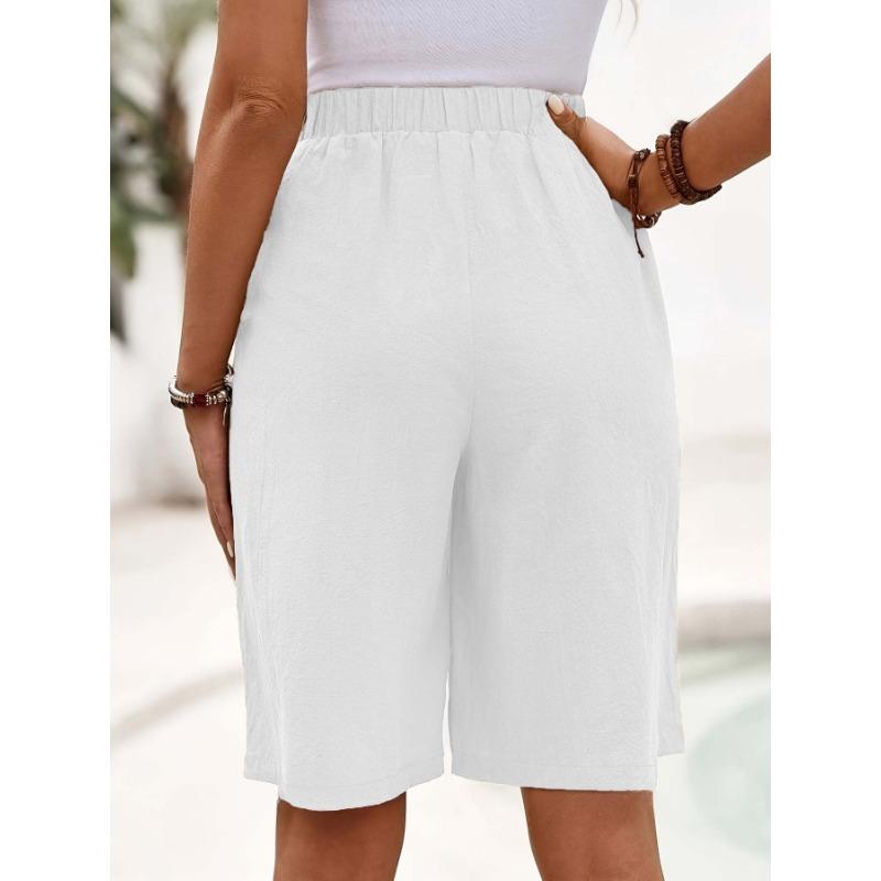 DAFIFY Damemote Uformelt ensfarget trykk sportsshorts med høy midje