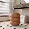 Sgabello da Toeletta Lussuoso Stile Cremoso - Sgabello Rotondo in Lana per la Camera da Letto delle Ragazze, Pouf Decorativo Minimalista, Comodo Poggiapiedi