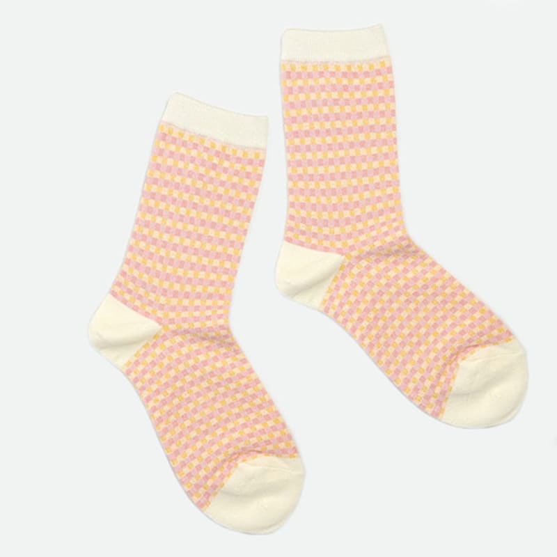 

ЖЕЛТЫЕ НОСКИ МЕЛКАЯ КЛЕТКА ГИНГЕМ РОЗОВЫЙ Candy Pink