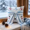 Snowflake Christmas Pillow Cover Bow Design Snowman Pillow Cover  Indoor Holiday Decoration