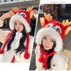 Dragon & Lion Dance Scarf Hat for Women Plush Ear Flap Hat for Girl Universal Windproof Warm Hat for Outdoor Activity