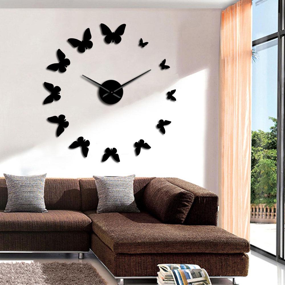 DIY Butterfly Cartoon Acrylic Silent Wall Clock – Creative Home Décor Sticker Clock