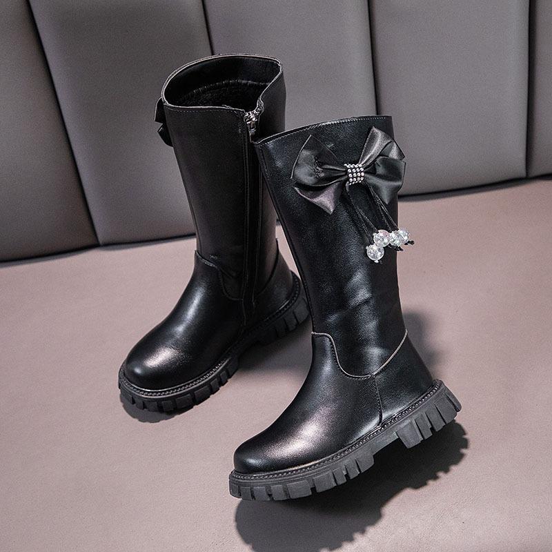 Fashion Foreign Style Girls Boots Long Princess Boots High Boots Autumn and Winter New Girls Soft-soled Leather Boots