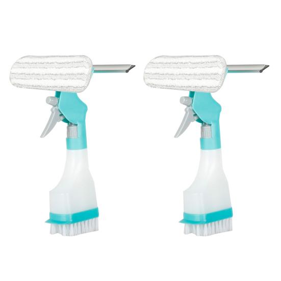 1/2/3Pcs Window Wiper 4-in-1 Glass Cleaner Tool with Spray Bottle Scrubber Scraper Sprayer Multifunctional Window Cleaning Kit