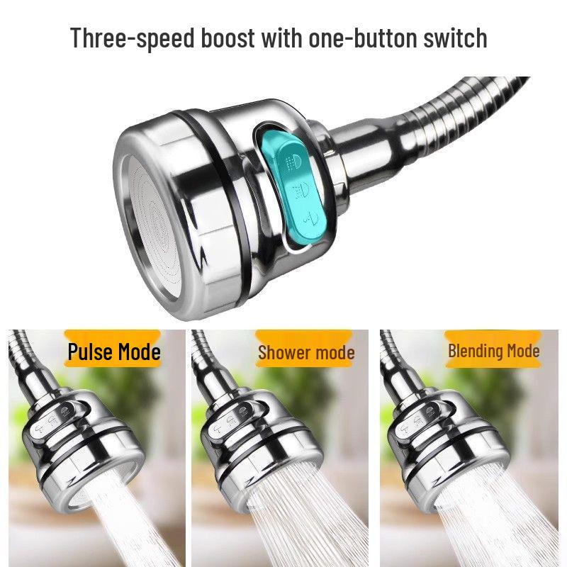 Universal Rotatable Splash-Proof Faucet Extender for Kitchen Sink