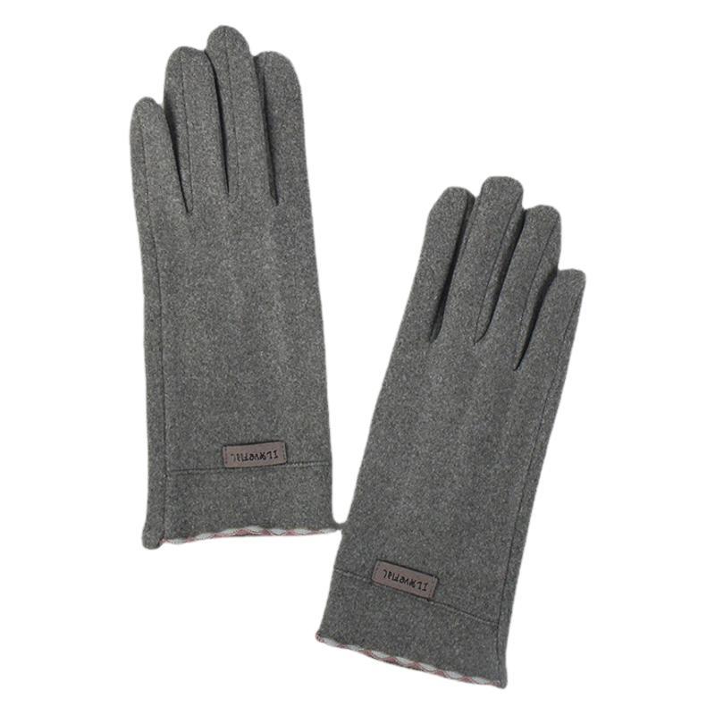 German Velvet Gloves Solid Color Driving And Riding Warm Finger Gloves Women Can Touch The Screen Student Cold-Proof Gloves