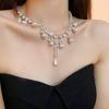GemChic Women's Exquisite Water Drop Zircon Pearl Collarbone Necklace Fashion Clavicle Chain Birthday Christmas Jewelry Gift